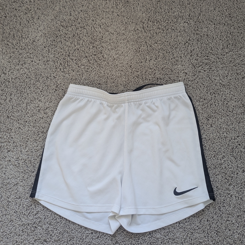 Nike Dri-FIT White Soccer Shorts with Black Accents